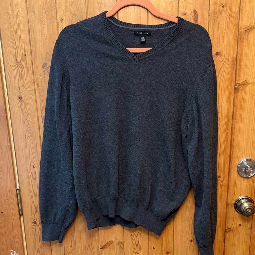 Van Heusen Dark Gray V-Neck Sweater for Men